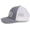 A grey and white Engel Heather Grey & White 112 Trucker Cap by Richardson® with an Engel Embroidered Patch on it.