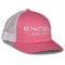 A pink and white Engel Columbia Hot Pink & White 112 Trucker Cap by Richardson® with the Engel Embroidered Logo on it.