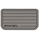 A SeaDek® Grey Teak Pattern Non-Slip Marine Cooler Topper with the word Engel on it, suitable for marine environments.