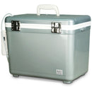 A grey Engel Coolers 19Qt Live bait Pro cooler with a handle on it.