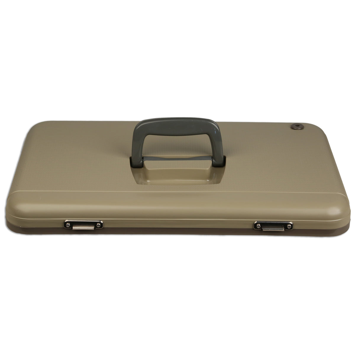 Beige rectangular hard plastic Engel Coolers Live Bait Drybox/Cooler lids with top handle and two front silver latches—perfect for secure storage or as replacement lids.