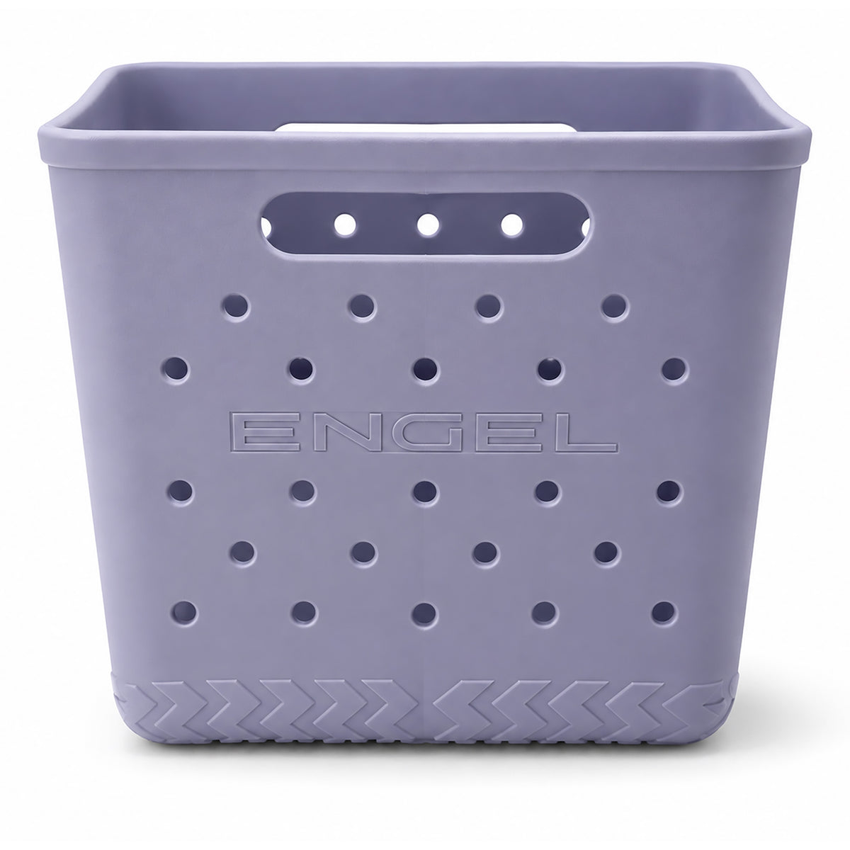 Light purple, square-shaped Engel Cooler Loader | Lightweight EVA Foam Cooler Caddy with a perforated side pattern and top carry handles.