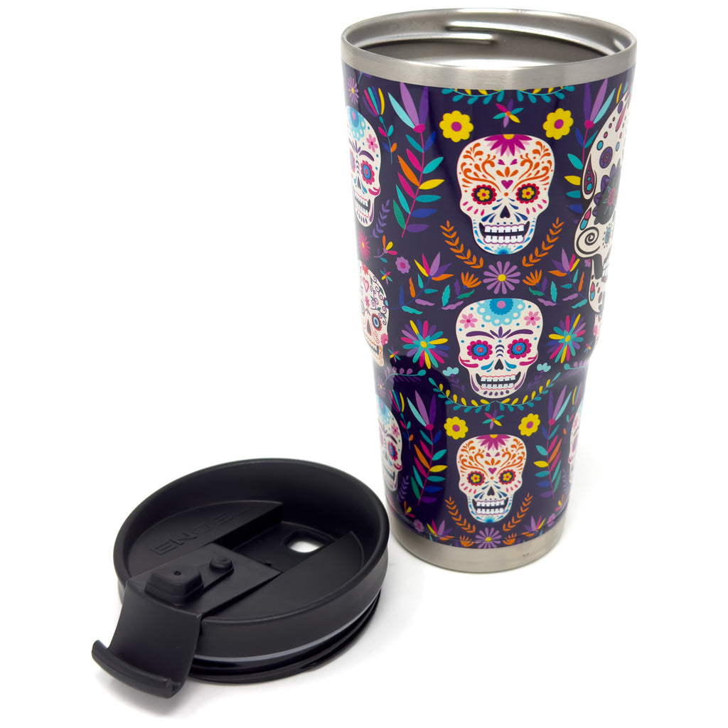 Black Skull Insulated Tumbler with Straw
