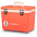 An orange Engel Coolers 13 Quart Drybox/Cooler, perfect for outdoor adventures.