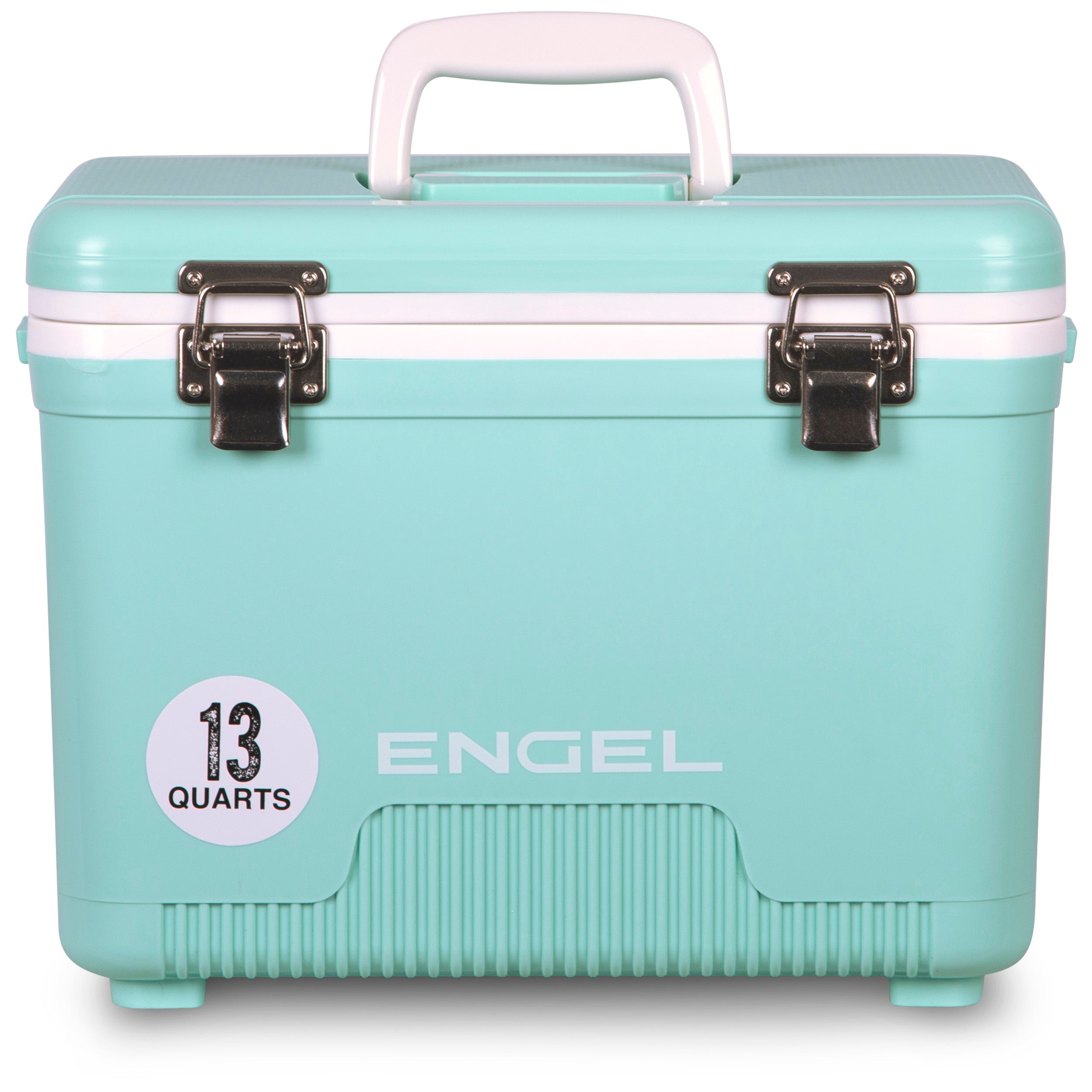 The Engel Coolers 13 Quart Drybox/Cooler is in mint green.