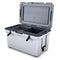 The ENGEL 60QT UltraLite Injection-Molded Cooler With Wire Basket and Divider from Engel Coolers is open on a white background.