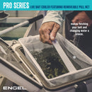 Engel Coolers 13Qt Live bait Pro Cooler with AP3 Rechargeable Aerator & Stainless Hardware life bar cooler bait storage system reversing refill kit.
