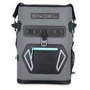 The New ENGEL Roll Top High Performance Backpack Cooler from Engel Coolers is grey and blue.