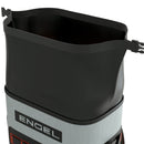 A black and grey New ENGEL Roll Top High Performance Backpack Cooler by Engel Coolers.