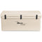A beige, Engel Coolers 123 High Performance Hard Cooler and Ice Box - MBG with a black lid.
