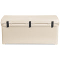 A high-performance, beige Engel Coolers 123 Hard Cooler and Ice Box on a white background.