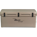 A durable, tan Engel 123 High Performance Hard Cooler and Ice Box - MBG with the word England on it.