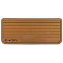 A brown SeaDek® Tan Teak Pattern Non-Slip Marine Cooler Topper with the word engel on it.