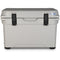 A durable, gray Engel 25 High Performance Hard Cooler and Ice Box with black handles by Engel Coolers.