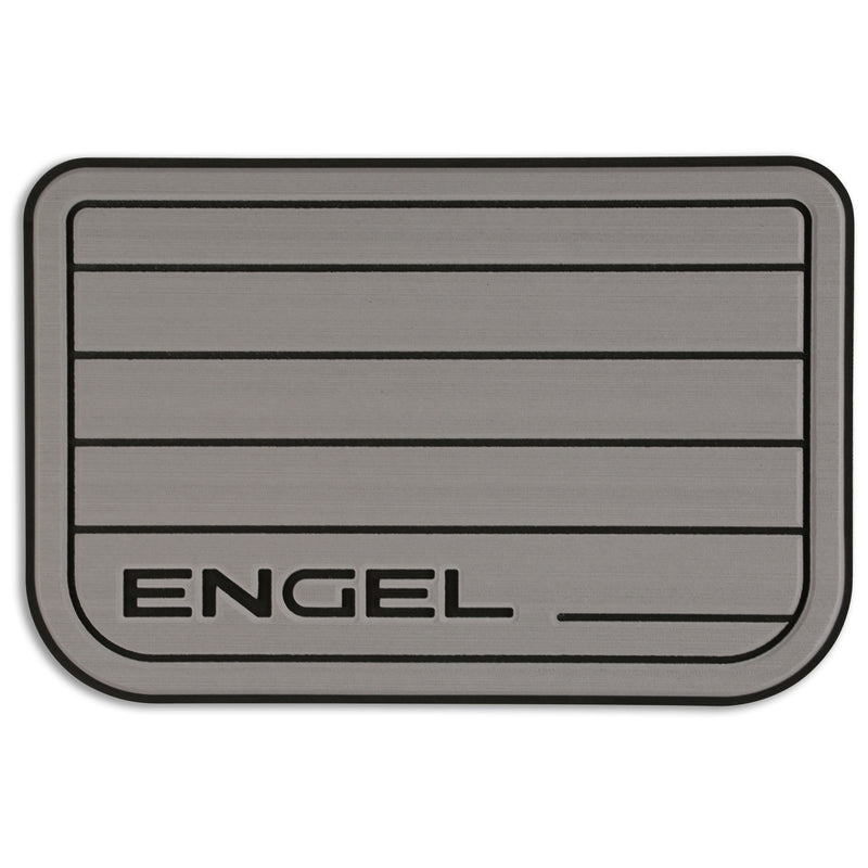 An Engel Coolers SeaDek® Grey Teak Pattern Non-Slip Marine Cooler Topper