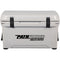 A durable, gray Engel 35 High Performance Hard Cooler and Ice Box with the word "path ender" on it.