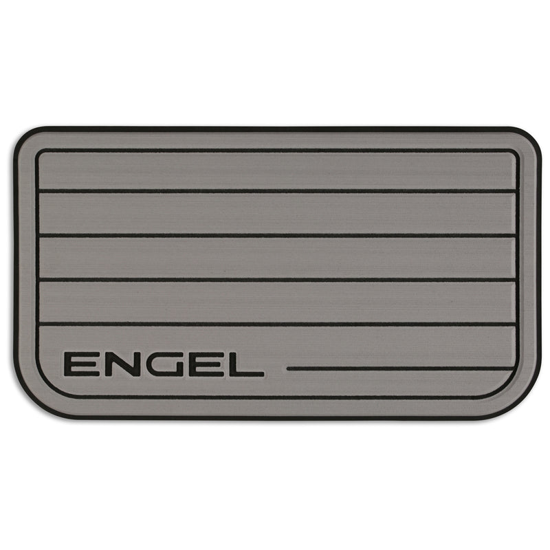 A gray Engel Coolers Cooler Topper with the word SeaDek on it, designed for marine environments.
