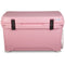 A durable, pink Engel Coolers 35 High Performance Hard Cooler and Ice Box on a white background.