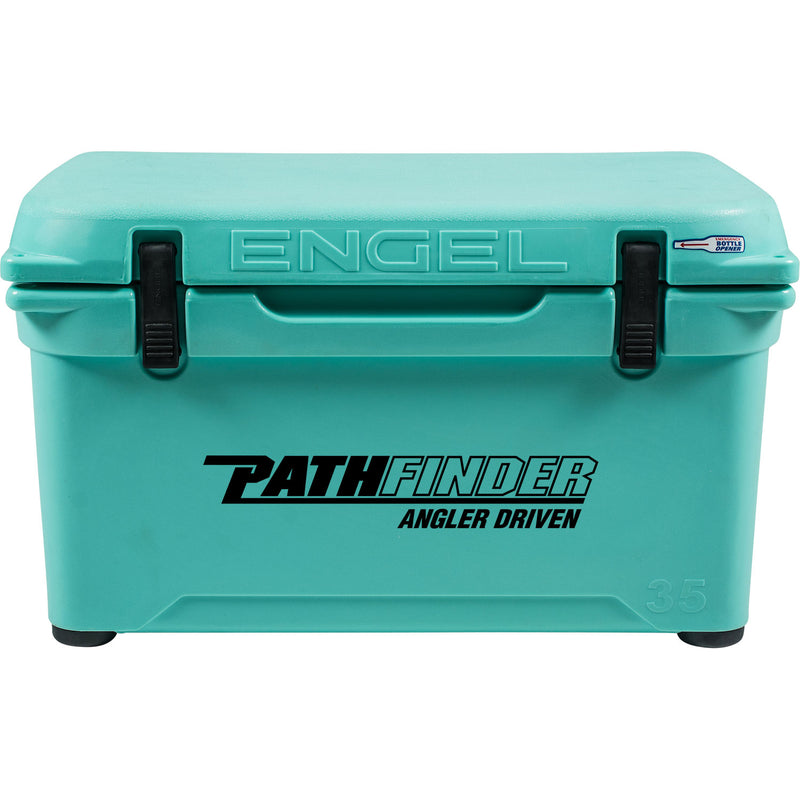 The durable Engel 35 High Performance Hard Cooler and Ice Box in turquoise by Engel Coolers.