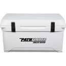 A durable, roto-molded white Engel 45 High Performance Hard Cooler and Ice Box with the word "Pathfinder" on it.