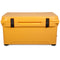 A yellow Engel 45 High Performance Hard Cooler and Ice Box on a white background.