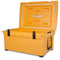 A yellow Engel Coolers 45 High Performance Hard Cooler and Ice Box on a white background.