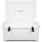 A white Engel Coolers Engel 45 High Performance Hard Cooler and Ice Box with two handles on it.