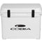 A durable, white roto-molded cooler with the word Engel Coolers on it.