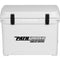 A durable, white roto-molded cooler with the word "path ender" on it: A durable, white Engel 50 High Performance Hard Cooler and Ice Box - MBG with the word "path ender" on it.