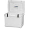 A durable, white Engel Coolers 50 High Performance Hard Cooler and Ice Box on a white background.