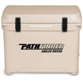 A durable cooler with the words Engel Coolers Pathfinder Angler Driver on it.