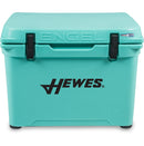 A durable, turquoise Engel 50 High Performance Hard Cooler and Ice Box with the brand name Engel Coolers on it.