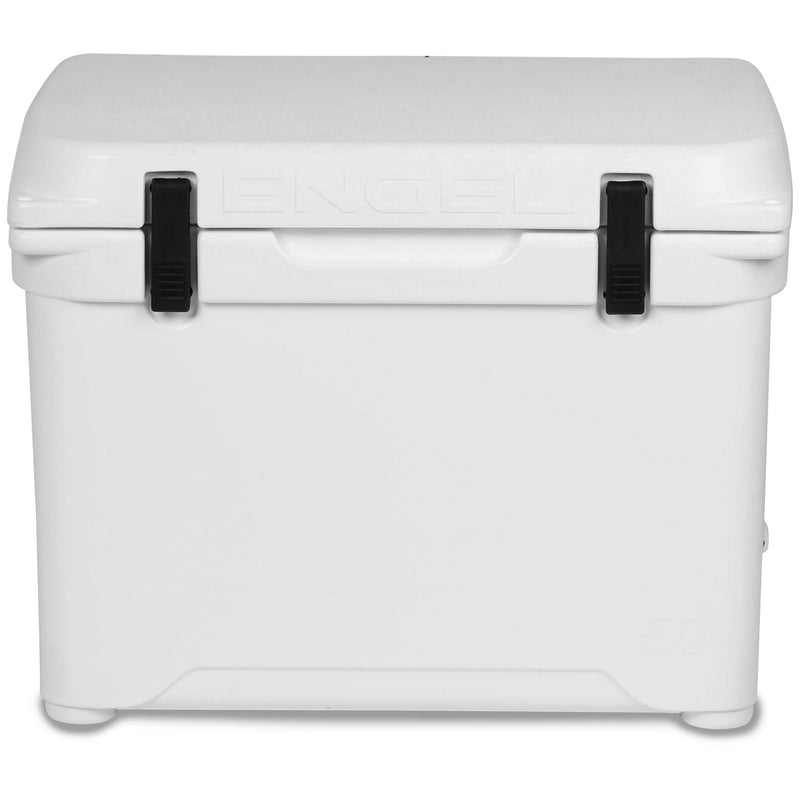 A durable, Engel 50 High Performance Hard Cooler and Ice Box from Engel Coolers on a white background.