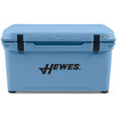 A blue roto-molded cooler with the words Engel Coolers on it.