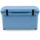 A blue Engel 65 High Performance Hard Cooler and Ice Box with the brand name Engel Coolers on it.
