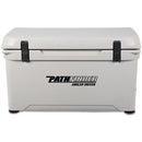 A gray Engel Coolers roto-molded cooler with the word "Pathfinder" on it.