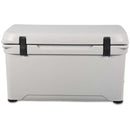 A gray, Engel 65 High Performance Hard Cooler and Ice Box with black handles.