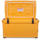 The Engel 65 High Performance Hard Cooler and Ice Box from Engel Coolers is yellow and has a black handle.