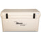 A beige Engel 85 High Performance Hard Cooler and Ice Box with the word Mercedes on it.