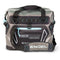 A gray and black HD20 Heavy-Duty Soft Sided Cooler Bag with welded seams and a blue strap by Engel Coolers.