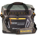 A grey and black Engel Coolers HD20 Heavy-Duty Soft Sided Cooler Bag with black straps and welded seams.