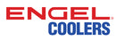 Engel Coolers Red and Blue Window Decal on a white background.