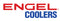 Engel Coolers Red and Blue Window Decal on a white background.
