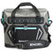 A grey and black Engel Coolers HD20 Heavy-Duty Soft Sided Cooler Bag with welded seams and straps.