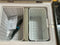 An Engel Coolers MT60 Combination Top Opening 12/24V DC - 110/120V AC Fridge Freezer with two compartments that are open.