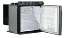 A Engel Coolers refrigerator with the freezer door open on a white background.