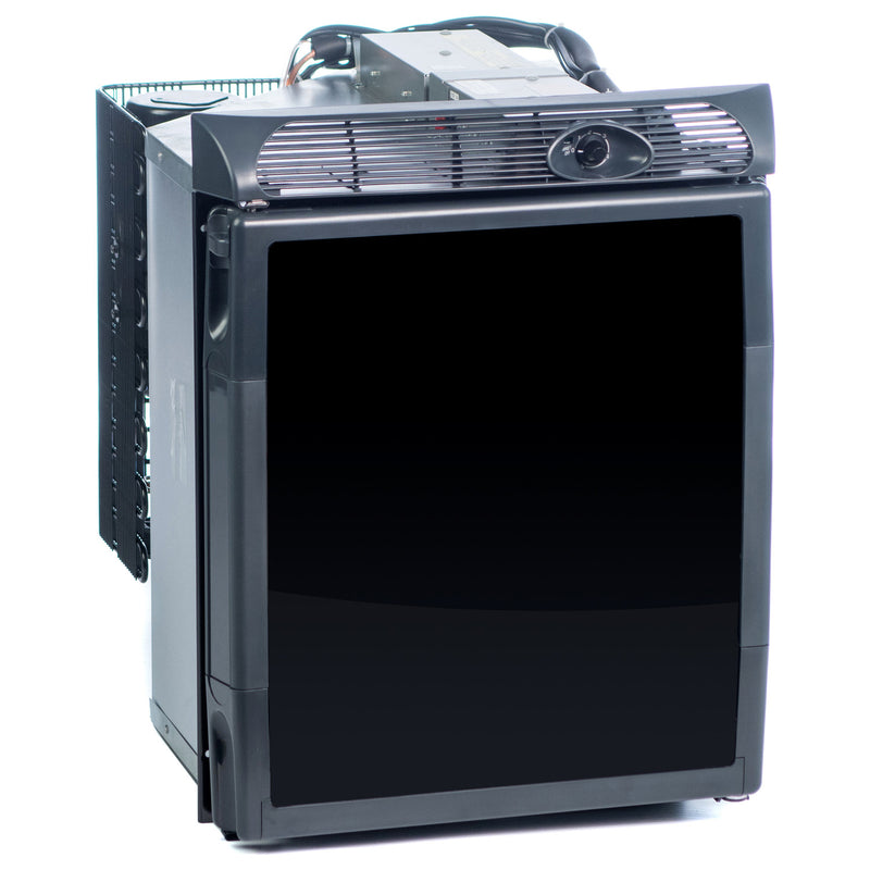 A black Engel Coolers computer cooler with a venting cabinet.