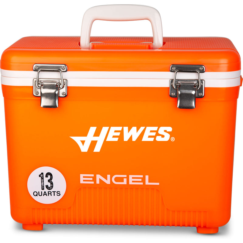 Hewes Engel Engel 13 qt leak-proof orange cooler.