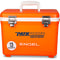 A leak-proof Engel 13 Quart Drybox/Cooler with the word Engel on it, perfect for outdoors.