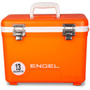 An orange Engel Coolers 13 Quart Drybox/Cooler perfect for your outdoor adventure.